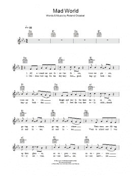 page one of Mad World (Lead Sheet / Fake Book)