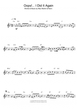 page one of Oops! I Did It Again (Clarinet Solo)