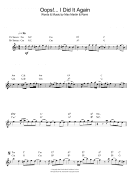 page one of Oops! I Did It Again (Alto Sax Solo)