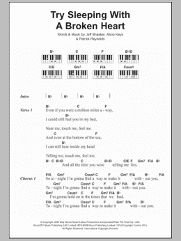 page one of Try Sleeping With A Broken Heart (Piano Chords/Lyrics)