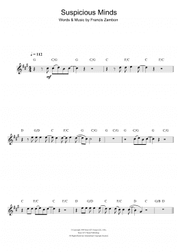 page one of Suspicious Minds (Clarinet Solo)