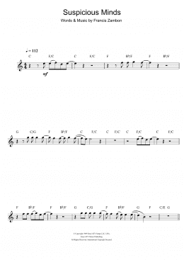 page one of Suspicious Minds (Flute Solo)