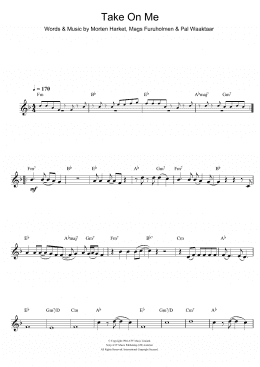 page one of Take On Me (Clarinet Solo)