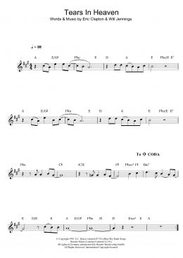 page one of Tears In Heaven (Alto Sax Solo)
