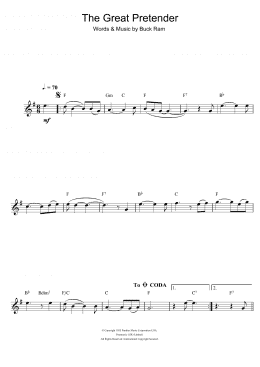 page one of The Great Pretender (Clarinet Solo)