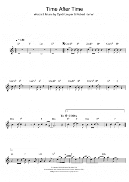 page one of Time After Time (Clarinet Solo)