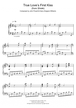 page one of Shrek (True Love's First Kiss) (Piano Solo)