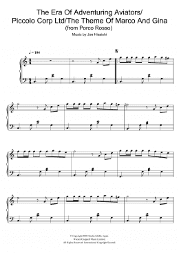 page one of Porco Rosso (The Era Of Adventuring Aviators/Piccolo Corp Ltd/The Theme Of Marco And Gina) (Piano Solo)