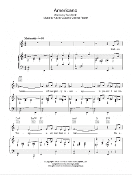 page one of Americano (Piano, Vocal & Guitar Chords)