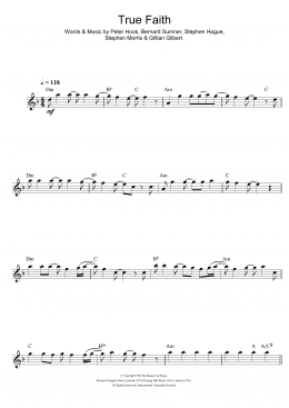 page one of True Faith (Flute Solo)