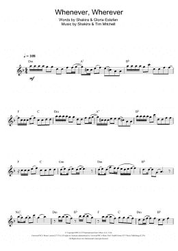 page one of Whenever, Wherever (Flute Solo)