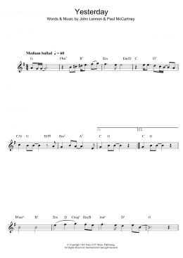 page one of Yesterday (Clarinet Solo)
