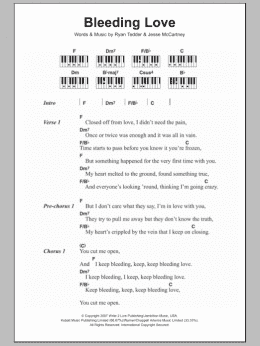 page one of Bleeding Love (Piano Chords/Lyrics)