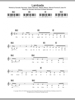 page one of Lambada (Piano Chords/Lyrics)