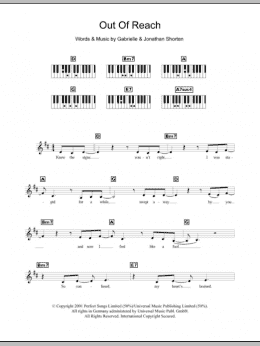 page one of Out Of Reach (Piano Chords/Lyrics)