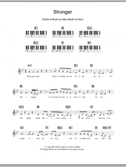 page one of Stronger (Piano Chords/Lyrics)