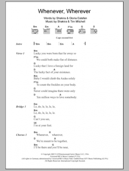 page one of Whenever, Wherever (Guitar Chords/Lyrics)