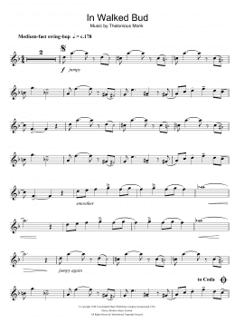 page one of In Walked Bud (Alto Sax Solo)