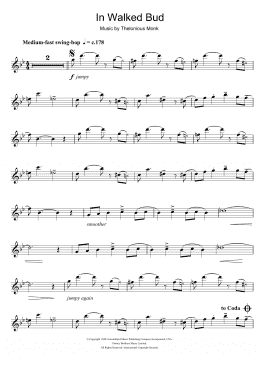 page one of In Walked Bud (Tenor Sax Solo)