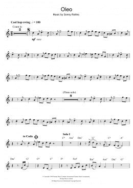 page one of Oleo (Clarinet Solo)