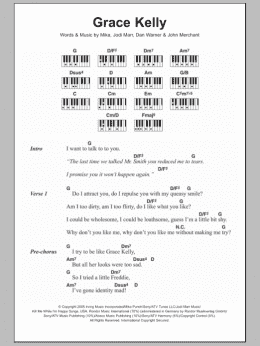 page one of Grace Kelly (Piano Chords/Lyrics)