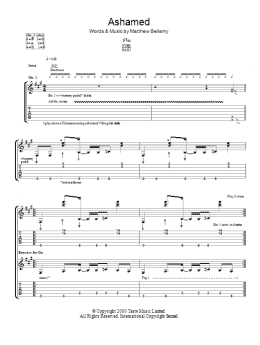 page one of Ashamed (Guitar Tab)