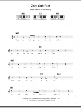 page one of Zoot Suit Riot (Piano Chords/Lyrics)