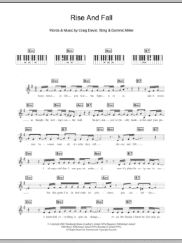 page one of Rise and Fall (Piano Chords/Lyrics)