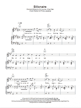 page one of Billionaire (Piano, Vocal & Guitar Chords)