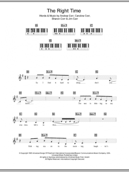 page one of The Right Time (Piano Chords/Lyrics)