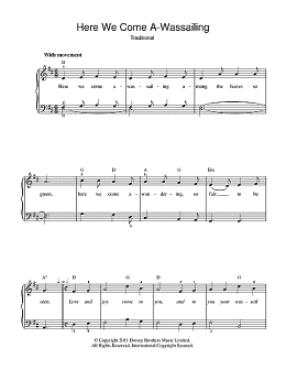 page one of Here We Come A-Wassailing (Beginner Piano)