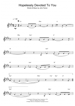 page one of Hopelessly Devoted To You (from Grease) (Clarinet Solo)