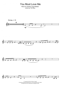 page one of You Must Love Me (from Evita) (Clarinet Solo)