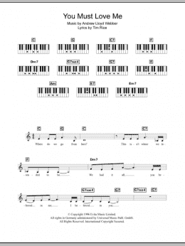 page one of You Must Love Me (Piano Chords/Lyrics)