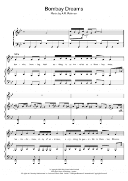 page one of Bombay Dreams (Piano, Vocal & Guitar Chords)