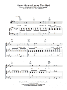 page one of Never Gonna Leave This Bed (Piano, Vocal & Guitar Chords)