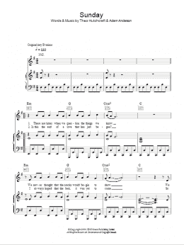 page one of Sunday (Piano, Vocal & Guitar Chords)