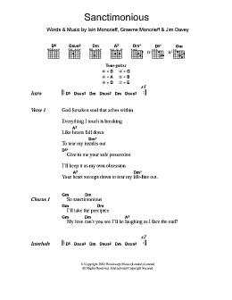 page one of Sanctimonious (Guitar Chords/Lyrics)