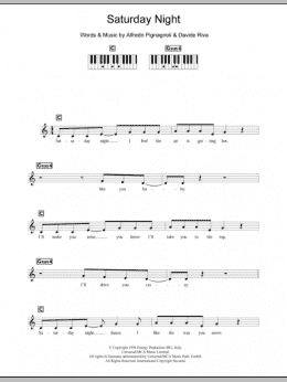 page one of Saturday Night (Piano Chords/Lyrics)