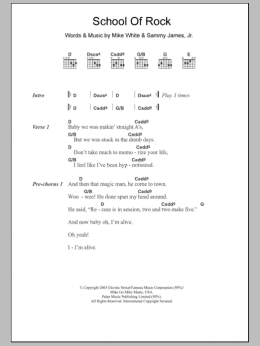 page one of School Of Rock (from School of Rock: The Musical) (Guitar Chords/Lyrics)