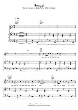 page one of Howzat (Piano, Vocal & Guitar Chords)