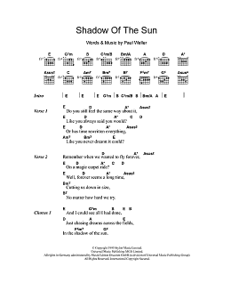 page one of Shadow Of The Sun (Guitar Chords/Lyrics)