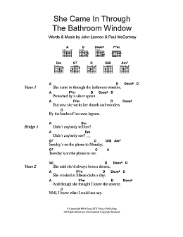 page one of She Came In Through The Bathroom Window (Guitar Chords/Lyrics)