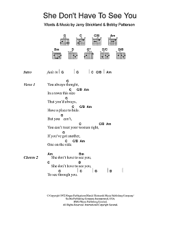 page one of She Don't Have To See You (Guitar Chords/Lyrics)