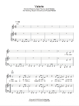 page one of Valerie (Piano, Vocal & Guitar Chords)