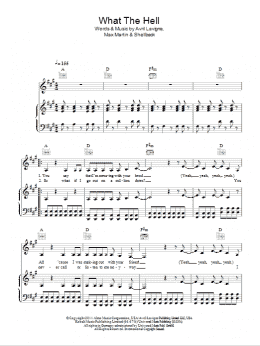 page one of What The Hell (Piano, Vocal & Guitar Chords)