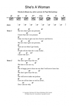 page one of She's A Woman (Guitar Chords/Lyrics)