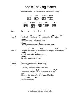 page one of She's Leaving Home (Guitar Chords/Lyrics)