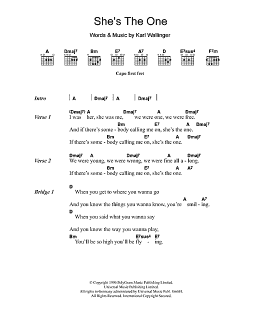 page one of She's The One (Guitar Chords/Lyrics)