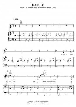 page one of Jeans On (Piano, Vocal & Guitar Chords)